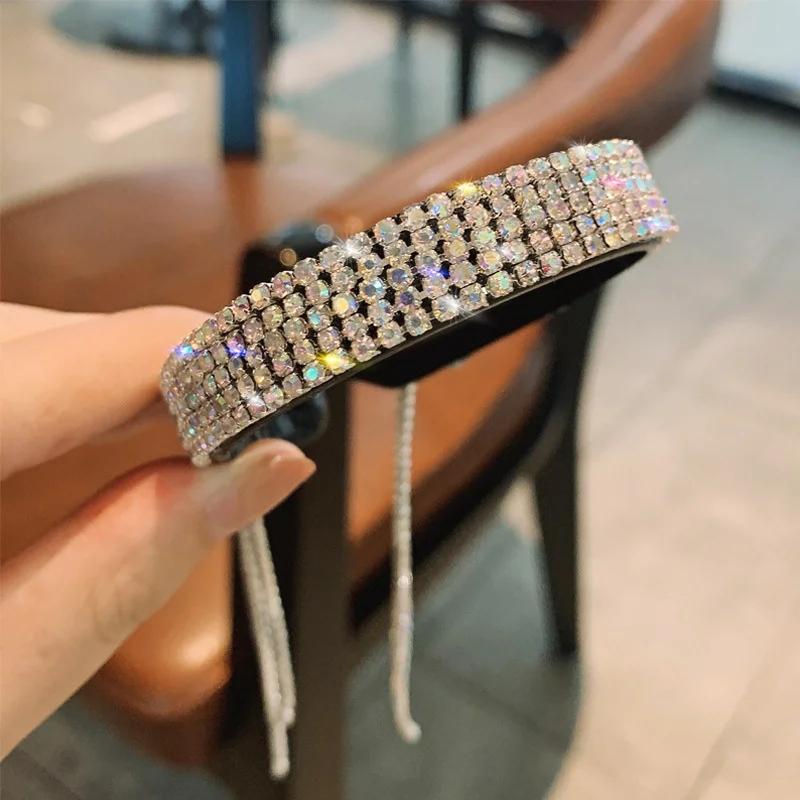 Kobiety Eleganckie Luksusowe Cyrkoniowe Chwosty Kucyk Pazurki do Włosów Pani Słodkie Spinki do Włosów Opaska Modne Akcesoria do Włosów