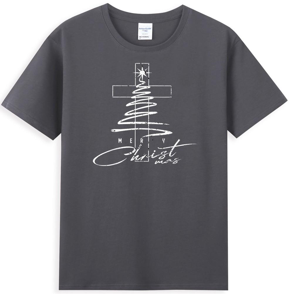 Christian Cross Jesus Merry Christmas Xmas Tree Holiday TShirt