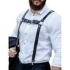 Adjustable PU Leather Suspenders Elastic Suspenders Mens Dress Suspenders for Casual Wear
