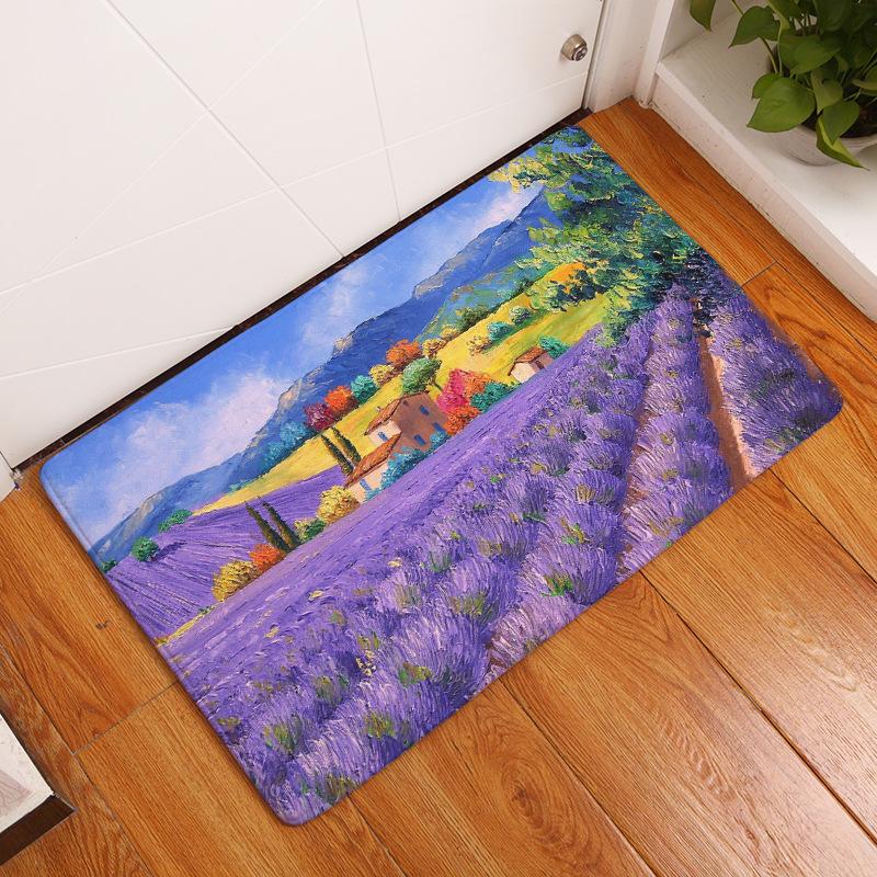 Door Mat Anti-slip Mat Living Room Decorative Carpet Retro Oil Painting Door Mat Welcome Mat Pastoral Style Carpet