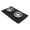 Pet Bowl Silicone AntiSlip Foldable Water Dish Feeding Dual Bowl for Small Medium Dogs Cats(Black )