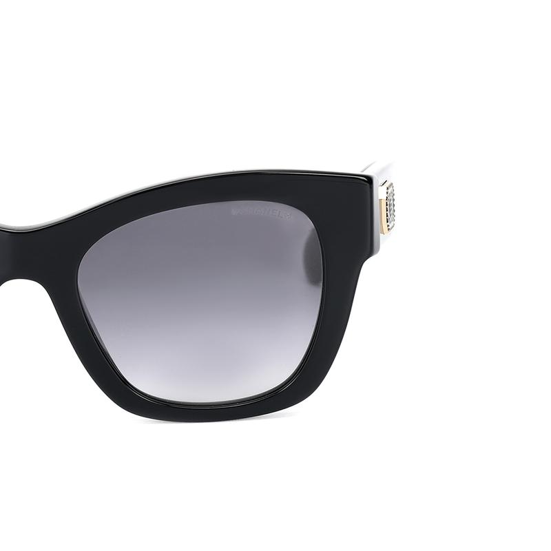 Chanel Solid Color Double C Temples Acetate Frame Butterfly Sunglasses Women's Black