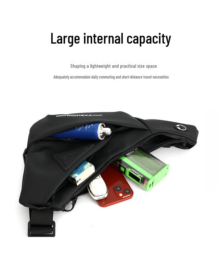 Men's Cross-Body Chest Bag: New Style, Water-Repellent, Travel-Ready, Multifunctional, Single-Shoulder Backpack.