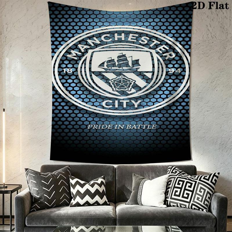 MCFC logo Wall Hanging Printed Fabric Blanket Decorative Tapestries for Bedroom Living Room Home Decor