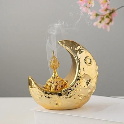 Light Luxury Moon-Shaped Incense Burner Ceramic Arabic Incense Burner Aromatherapy Stove  Yoga