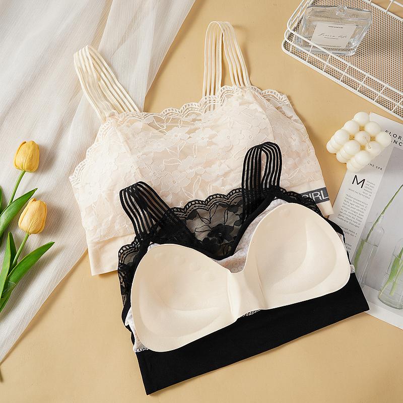 French Style Lace Wireless Sports Bra Women's Sexy Backless Underwear Girl's Innerwear Strapless Bra