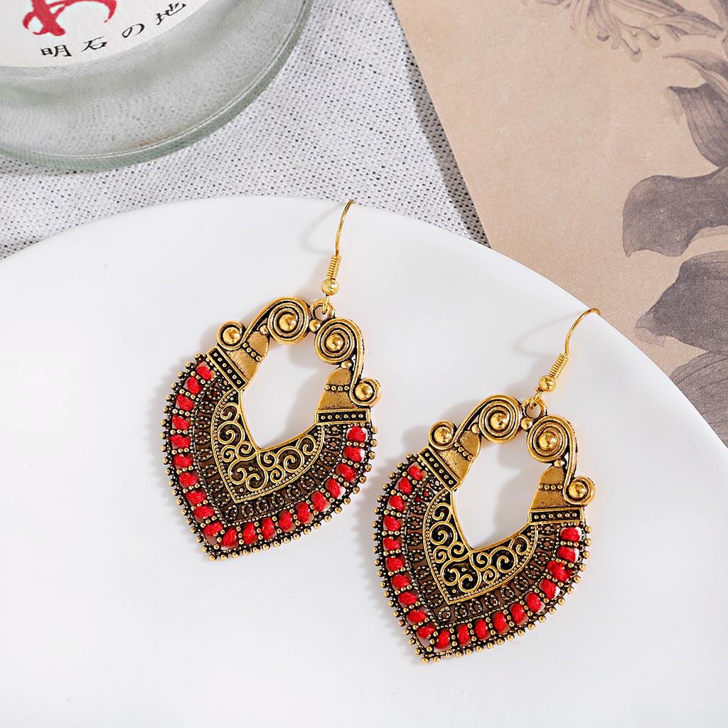 Indian Jhumka Zircon Vintage Bell Tassel Earring Boho Antique Ethnic copper Plated Drop Hanging Earrings For Women Pendientes