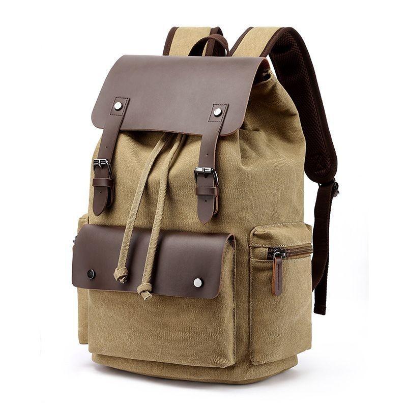 Rucksäcke mit hoher Kapazität Herren Outdoor Reisetasche aus Segeltuch Retro Trendy Schulrucksack für College-Modestudenten