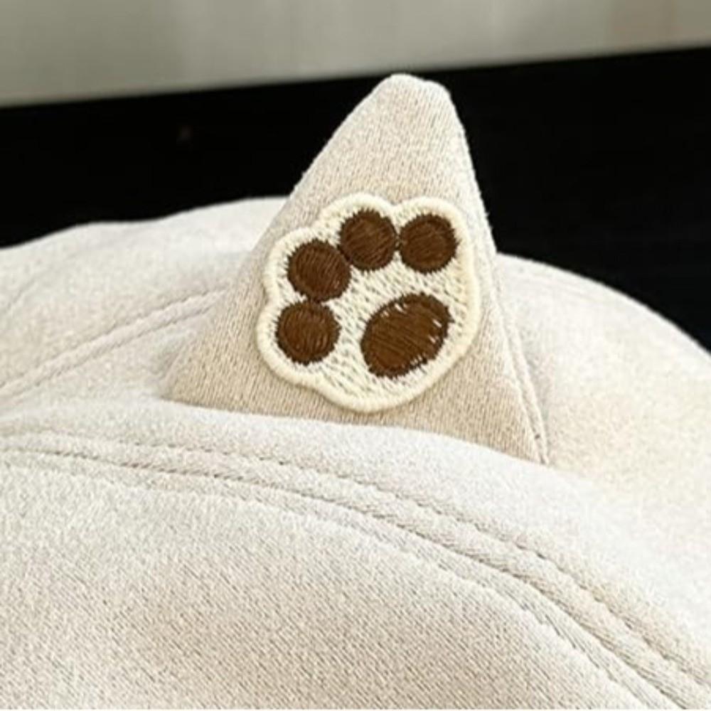 Warm Hat Newsboy Cap Cute Cat Ear Plush Beret New Cat Ears Bow Cap  for Student Wear