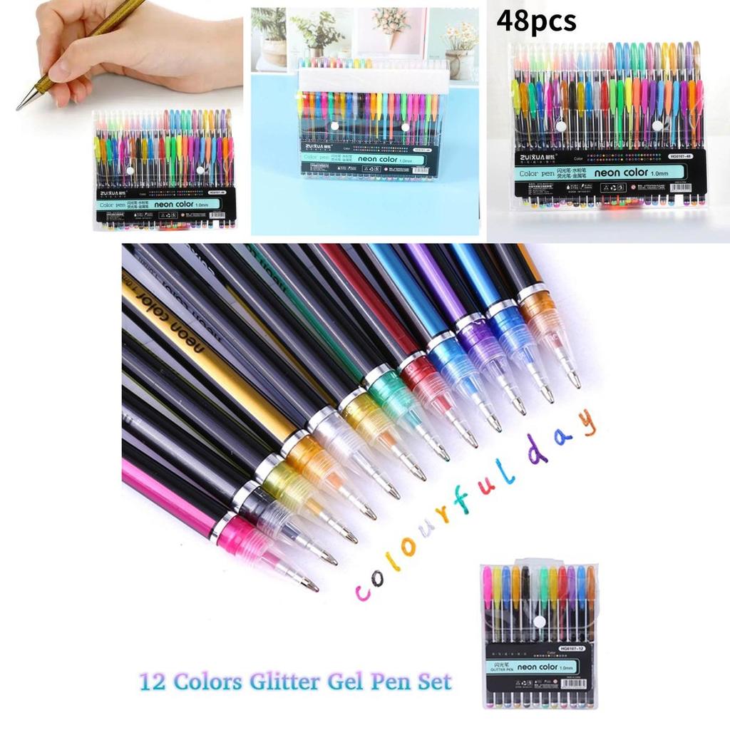 Basic Color Marker Set With 48 Fluorescent Pens For Students Art Projects And Doodle Creation