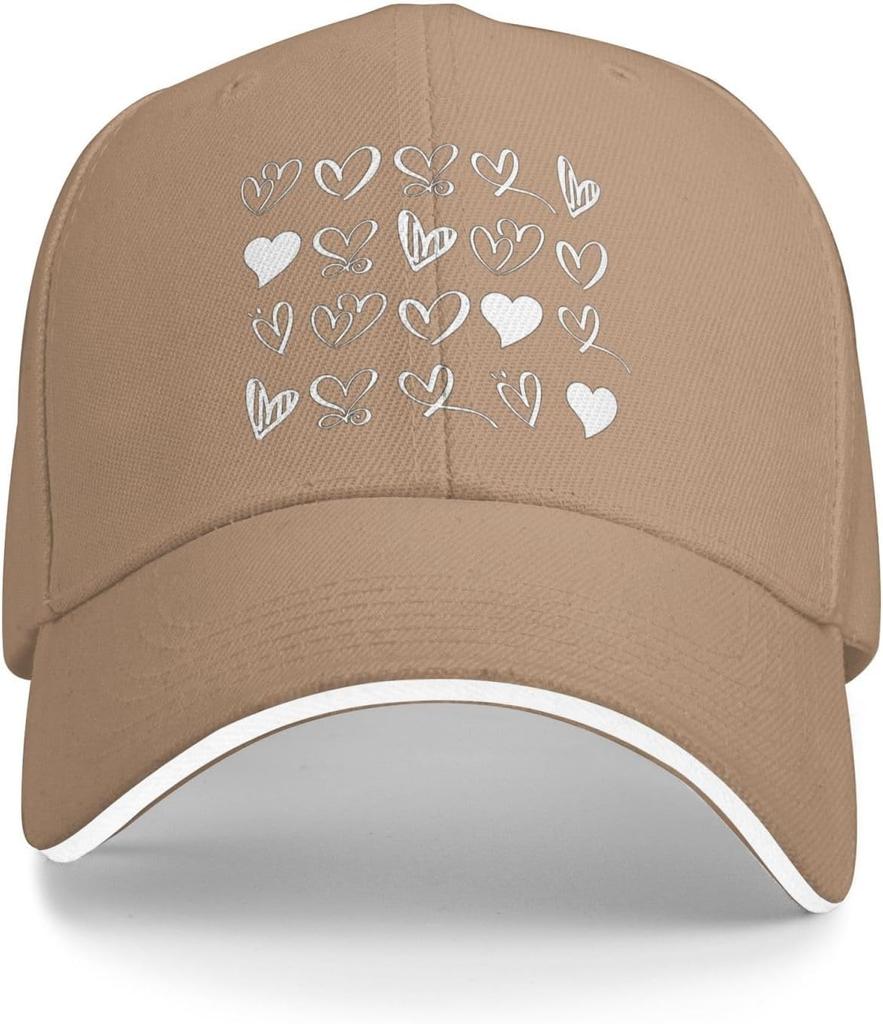 Assorted Hearts Print Baseball Cap Casual Polyester Adjustable Red Sun Protection Outdoor Baseball Hat