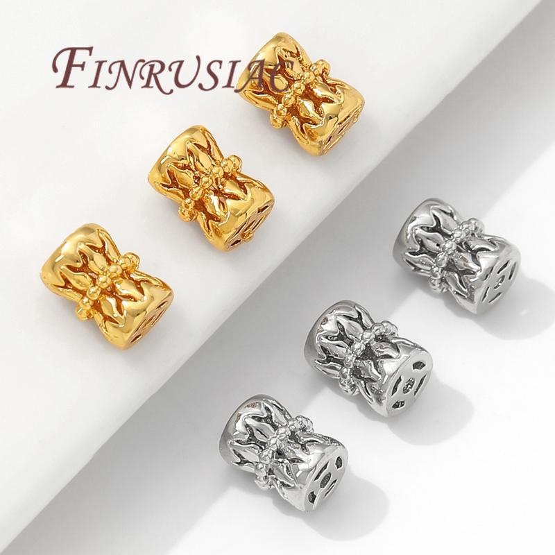 7.5mm*5.6mm 18K Gold Plated Hollow Spacer Beads For Jewelry Making,Separators For Bracelet Accessories,Metal Beads,Necklace Bead