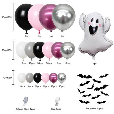 174 Stück Rosa Schwarz Halloween Dekorationen Ballongirlanden-Set mit Geisterballons Baby Mädchen Halloween Geburtstagsparty Zubehör
