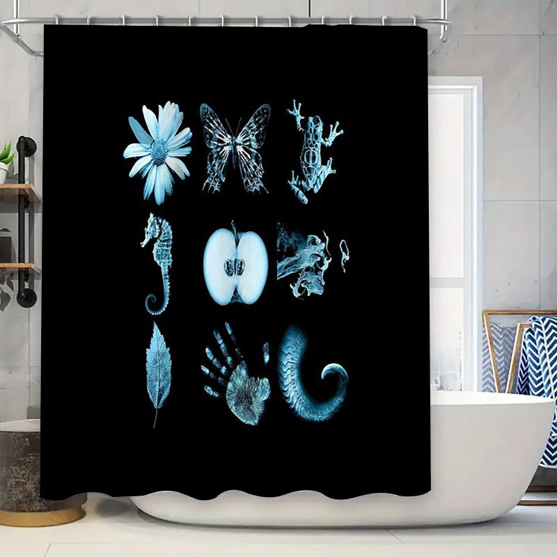 

Blue Botanical Shower Curtain Floral Fern Leaves Nature Backdrop Bathroom Decor Waterproof Vintage Farmhouse Aesthetic Home Text W60H190(CM)-1 Pcs