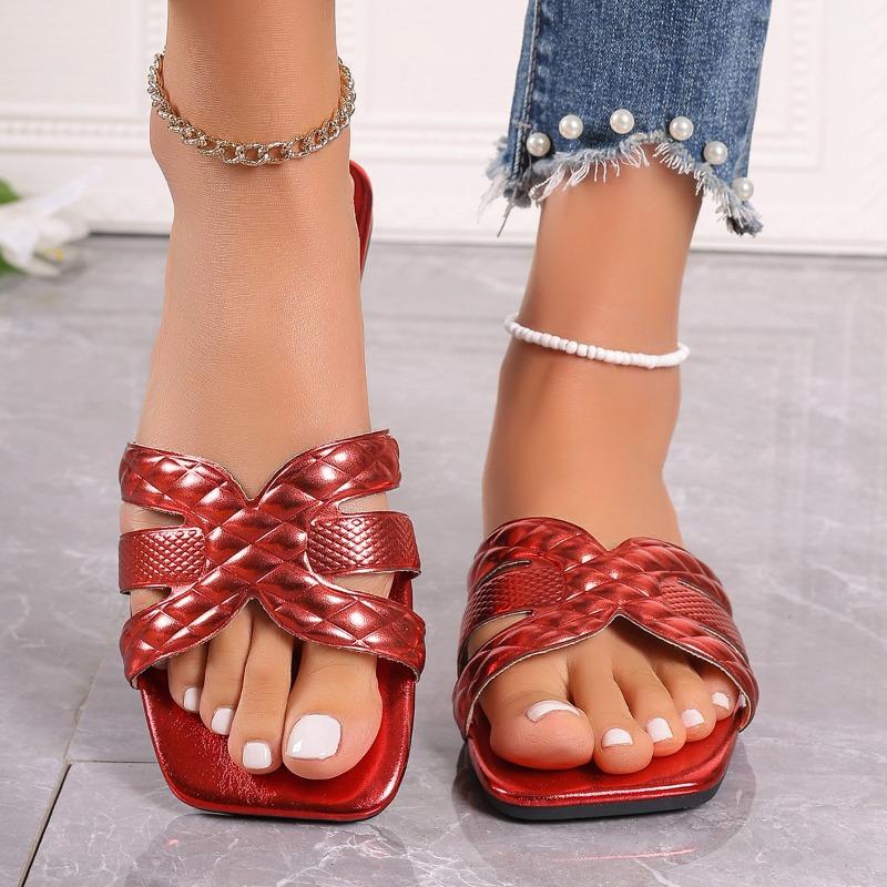 Slippers women's summer new flat bottom cross word casual women's beach cool slippers