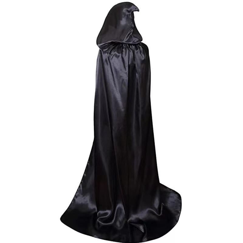 Halloween Grim Reaper Hooded Cloak - Satin Masquerade Party Prop for Adults & Children