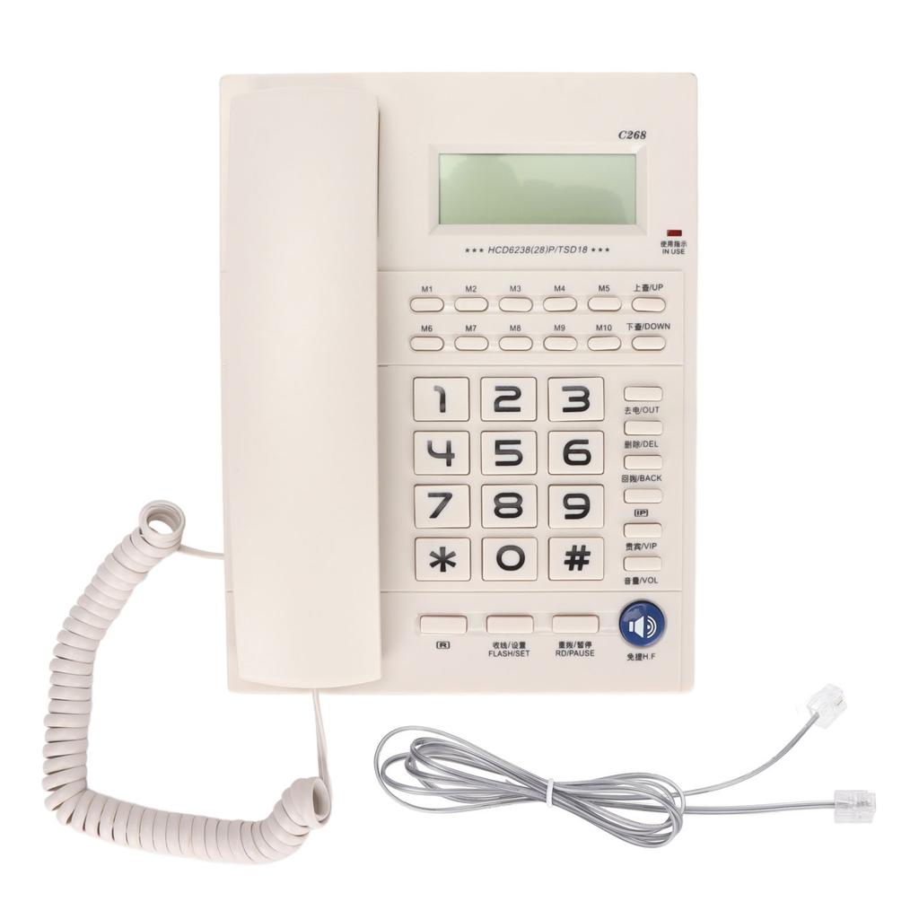 C268 Corded Standard Phone HD LED Screen Hands Free Speakerphone Landline Phone for Home Office