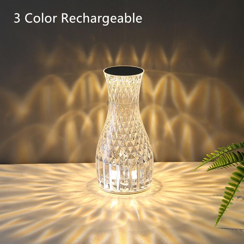 3/16 Colors Changing RGB Touch Light Diamond Table Lamp Crystal Table Lamp Fish Scale Shape USB Charging Nightstand Light