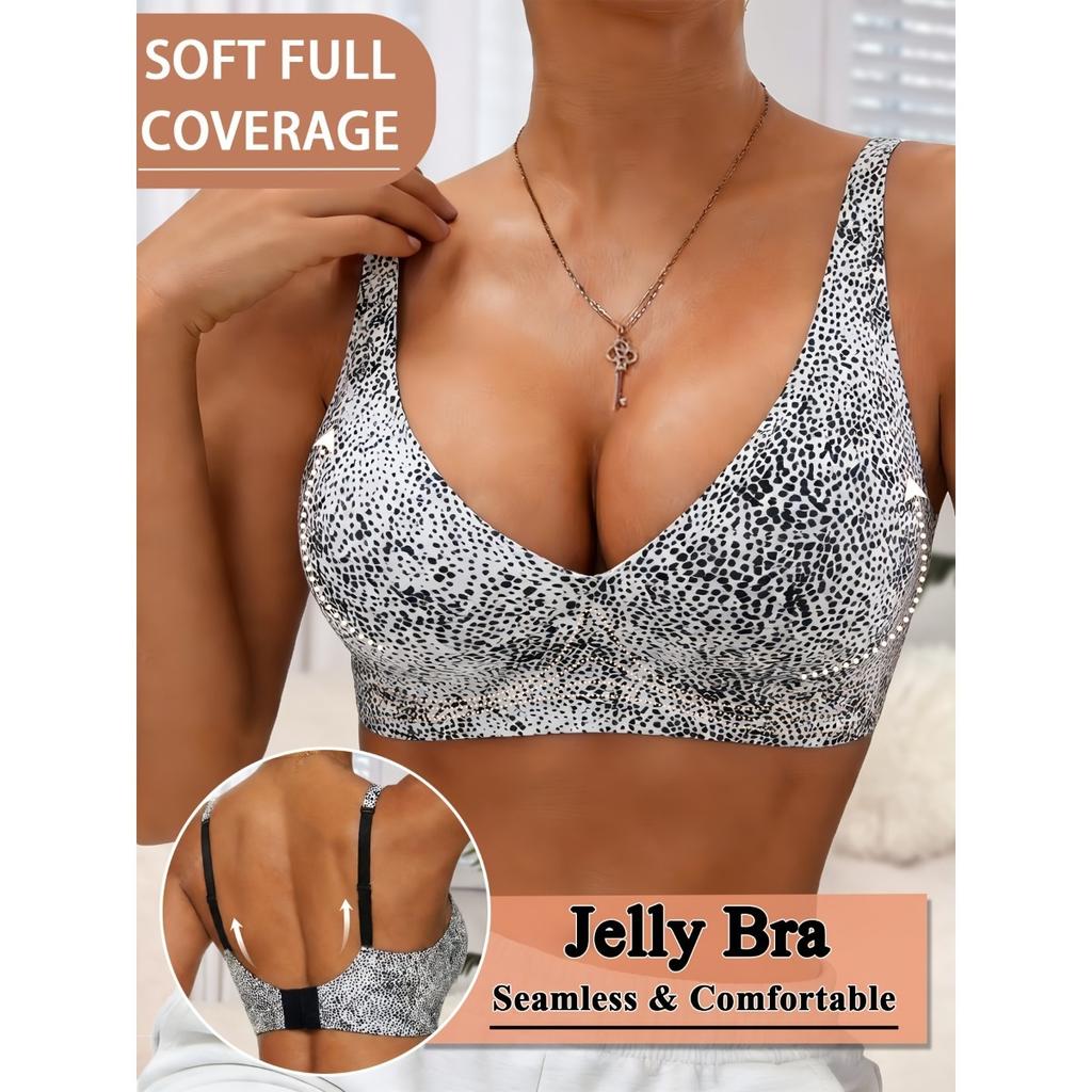 Women's, Sexy Leopard Print Bra, Non Removable Padding, Adjustable Shoulder Straps, Invisible Buckle, Breathable and Comfortable, Leopard Print Bra