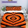 3pcs Orange Heart Pattern Bedding Set, Ideal for Home Use, Suitable for Bedroom Decor (1*Duvet Cover + 1/2*Pillowcases, No Core) Yy250821201