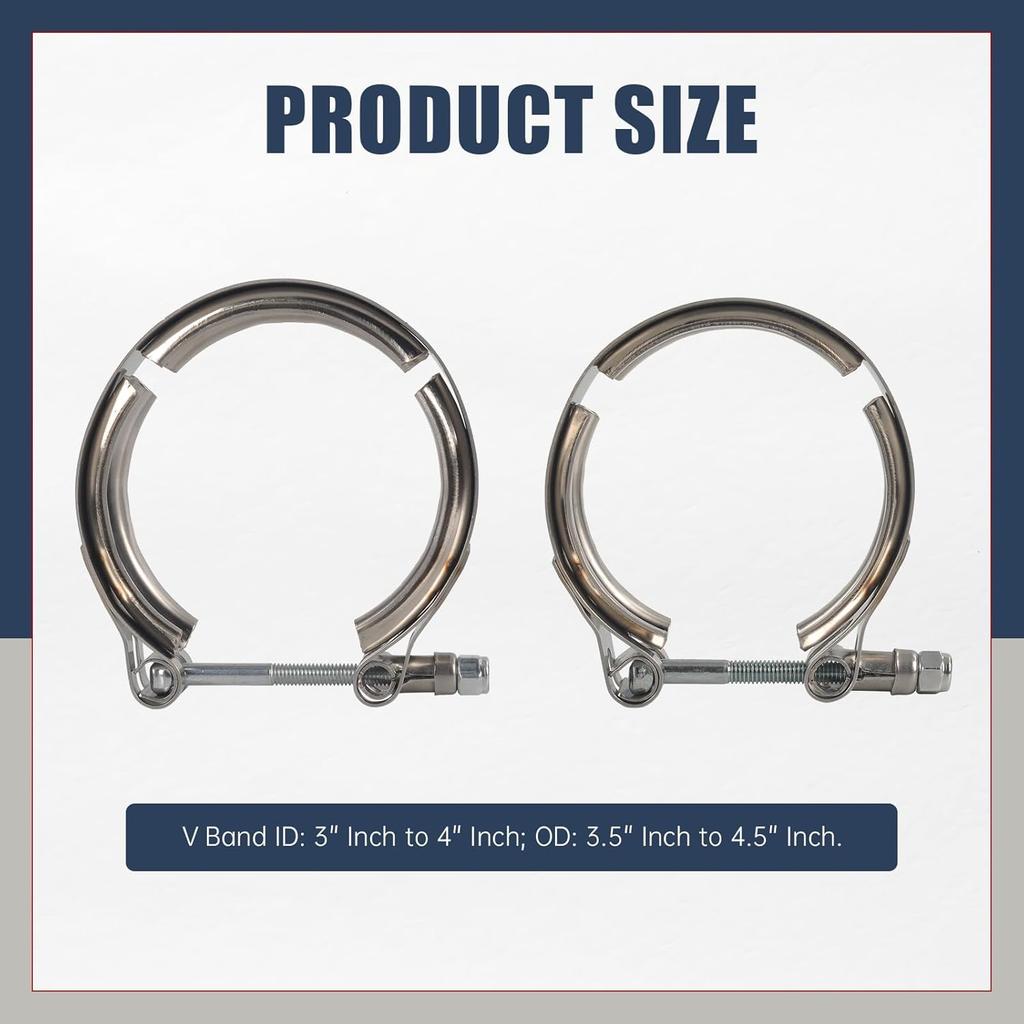 T304 Stainless Steel 3.0" ID To 4.0" ID Exhaust V-Band W/Clamps 3.0 Adapter Flange Reducer