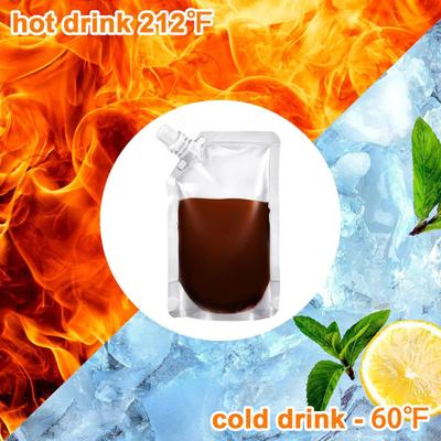50 adet 100/150ML yeniden kullanılabilir plastik içecek torbaları huni nozulları ile tasarım gıda sınıfı şeffaf taşınabilir içecek poşetleri