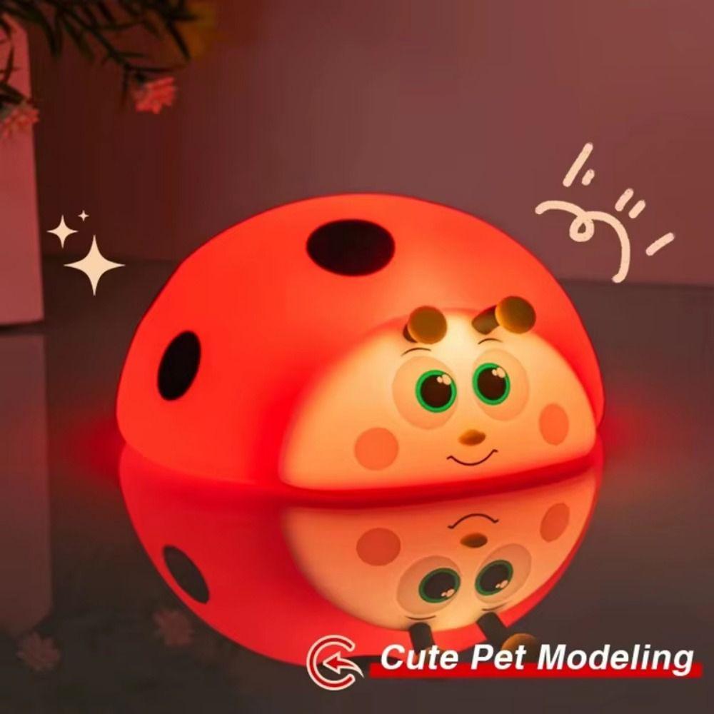 Type-C Rechargeable Ladybug Night Light Touch Control Silicone Table Lamp Bedroom