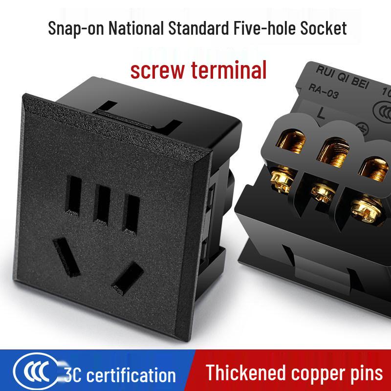 Compact National Standard 2-Pin & 3-Pin 5-Hole Desktop Power Socket Module