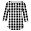 Women's Fashionable Casual Three Quarter Sleeve Printed V Neck Pullover 4/3 Sleeve Top