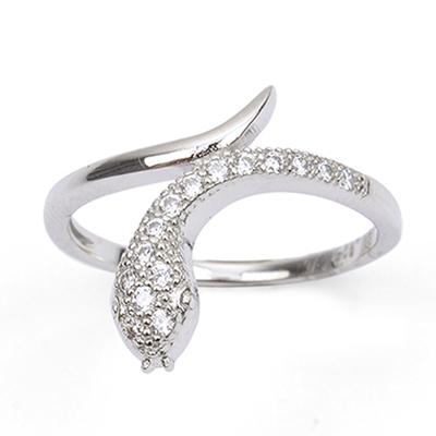 Silver Ring 'Snake' Silvery White (rhodium) - 17 Mm