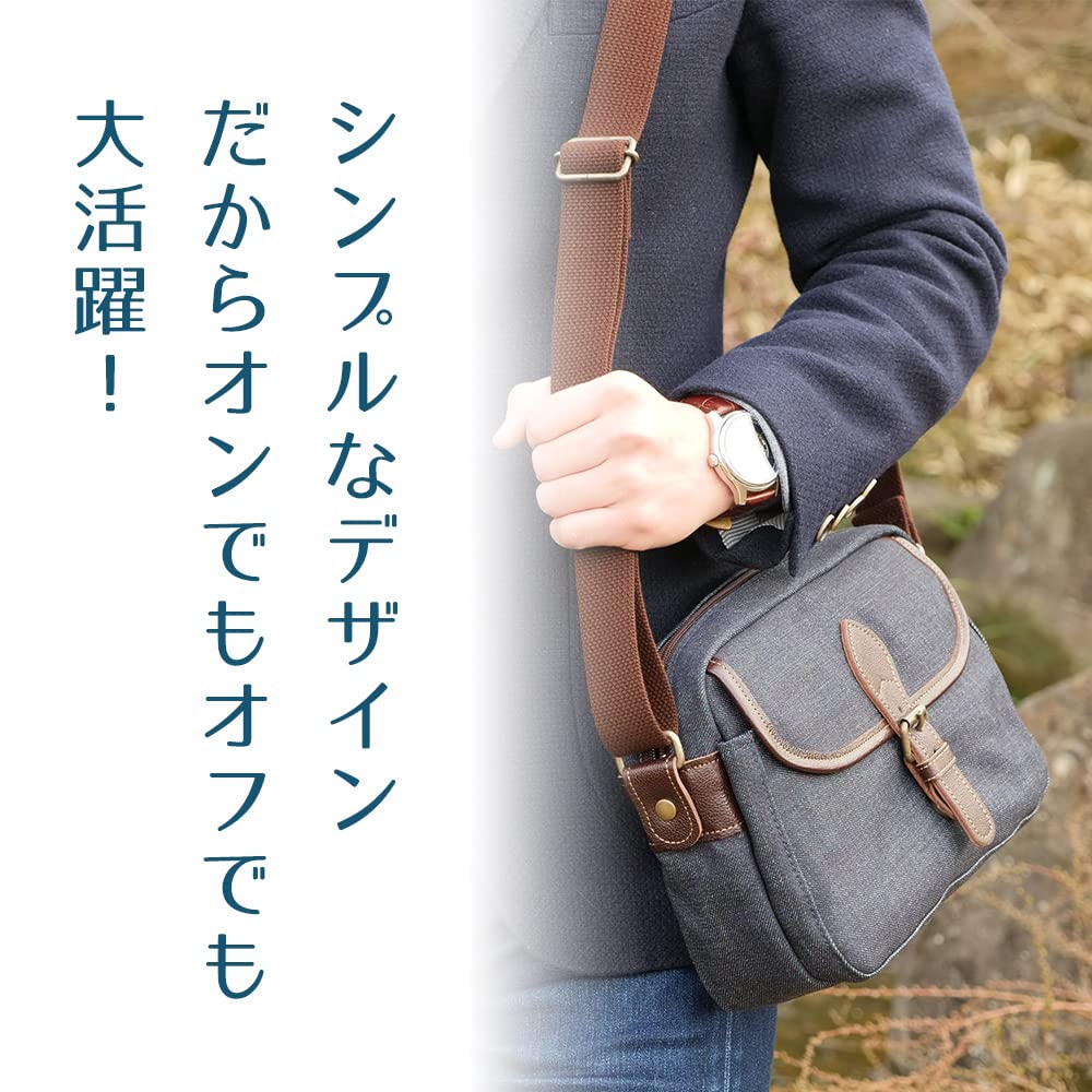 [creare Kiki] Men's Shoulder Bag, Crossbody, Lightweight, Made In Japan, Okayama Denim, Walking Bag, Toyooka Bag, Birthday Gift for Dad, Dom-003