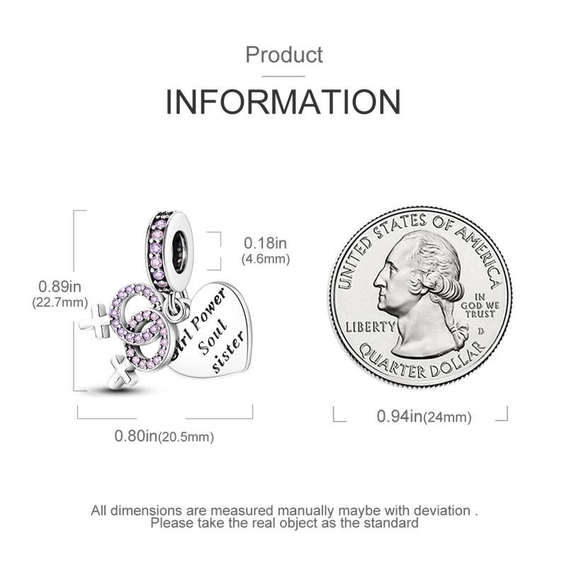 Charms Copper Pinkish-Purple Zircon Heart-Shaped Pendant Fit Charms Plata Original Bracelet Beads Women Jewellery Making