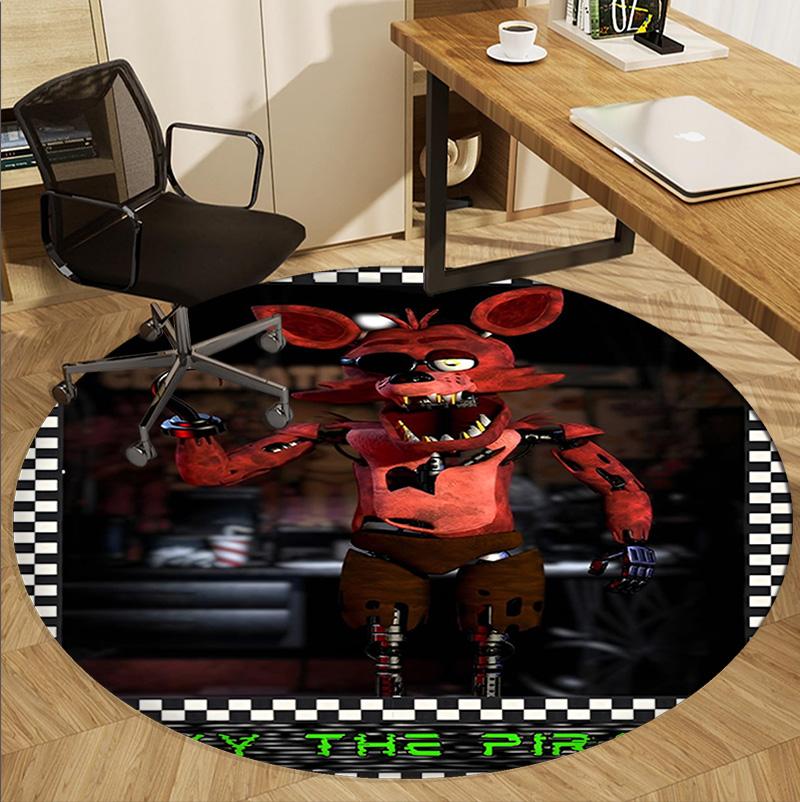 Five Nights at Freddy's Pattern Round Rug, Indoor/Outdoor Mat, for Picnic, Gameroom, Bedroom, Office, Living Room, Home Decor Carpet, Birthday Gift