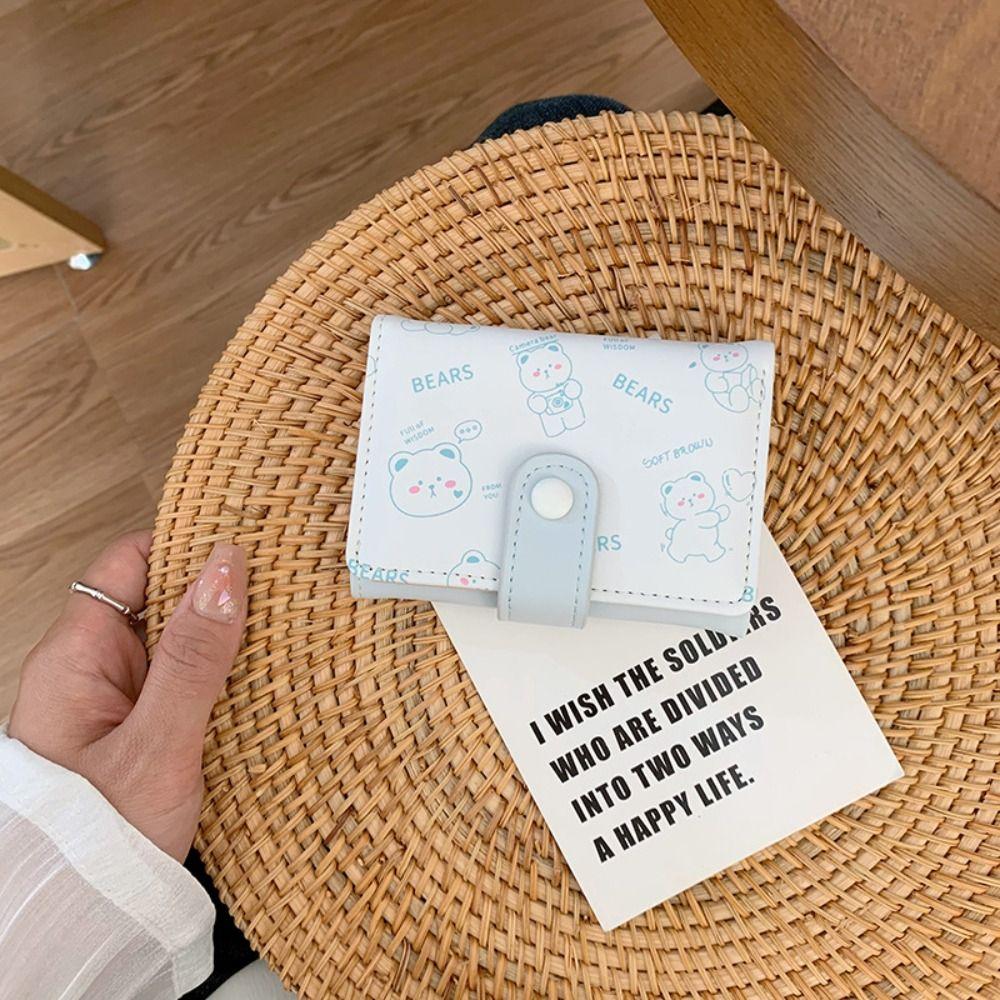 Bear Cartoon Short Wallet Rabbit Women Coin Purse Cute Three-fold Wallet Student