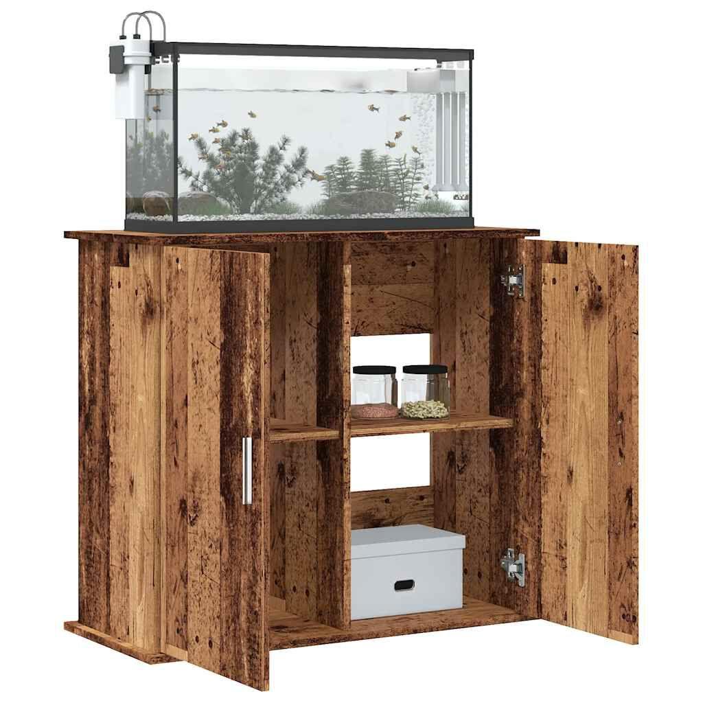 vidaXL Aquarium Stand Old Wood 81x36x73 Cm Engineered Wood