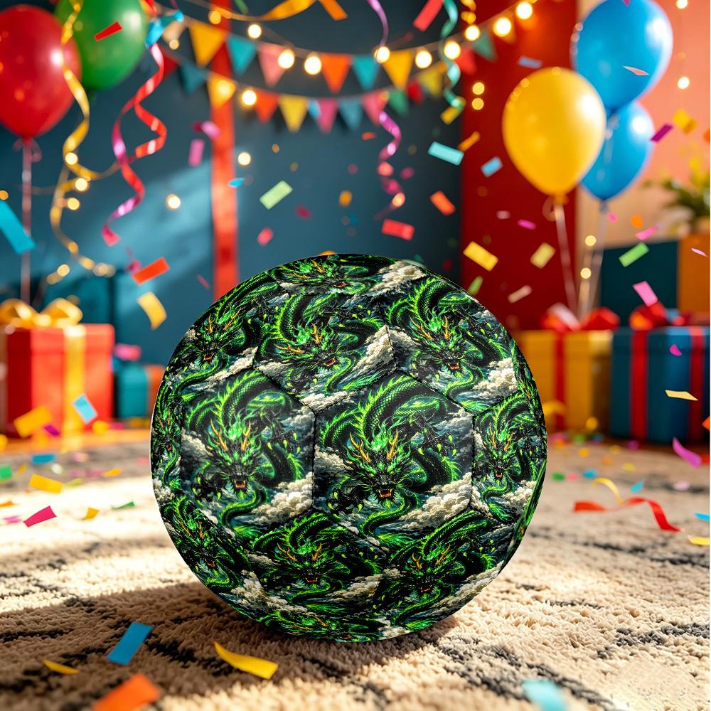1pc Green Dragon Sky Theme Soccer Ball Football, Size 5, Lightweight PVC, Outdoor Training Soccer Ball,Gift C6546