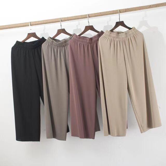 2026 Women's Plus Size High Waist Ice Silk Wide-Leg Summer Pants