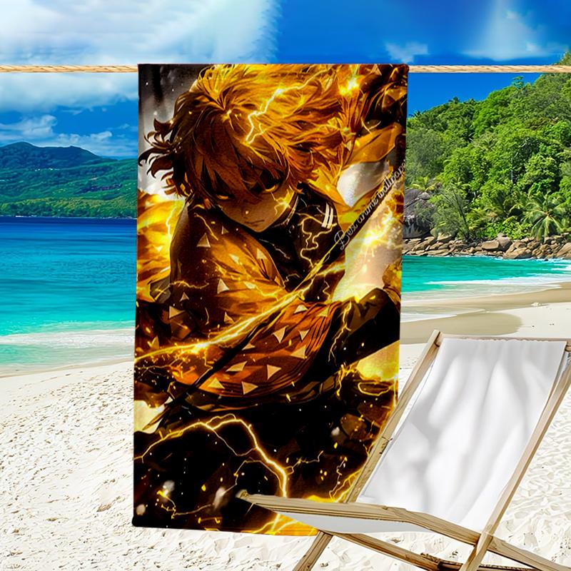 Ghost Slayer's Night Beach Towel - Soft, Absorbent Microfiber, Lightweight, Ideal for The Beach, Parties, Travel, Camping fan gifts