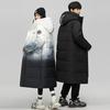 Doudoune d'hiver mi-longue pour homme à dégradé, double fermeture éclair - Style 2025, Épaisse pour l'aventure en montagne enneigée, Mode transfrontalière.