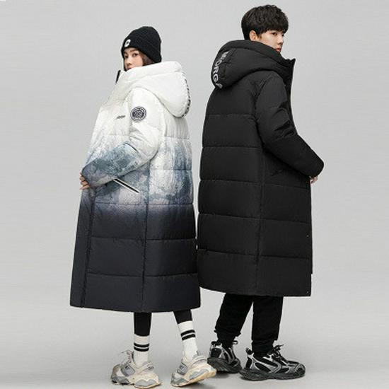Doudoune d'hiver mi-longue pour homme à dégradé, double fermeture éclair - Style 2025, Épaisse pour l'aventure en montagne enneigée, Mode transfrontalière.