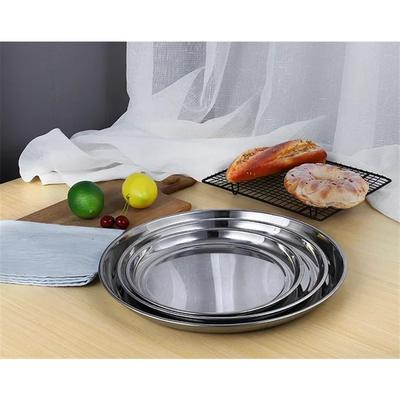 Thick Stainless Steel Plate Round Large Disc Flat Bottom Shallow Tray Extra Large Fish Head Fruite Meat Plate Restaurant Hotel
