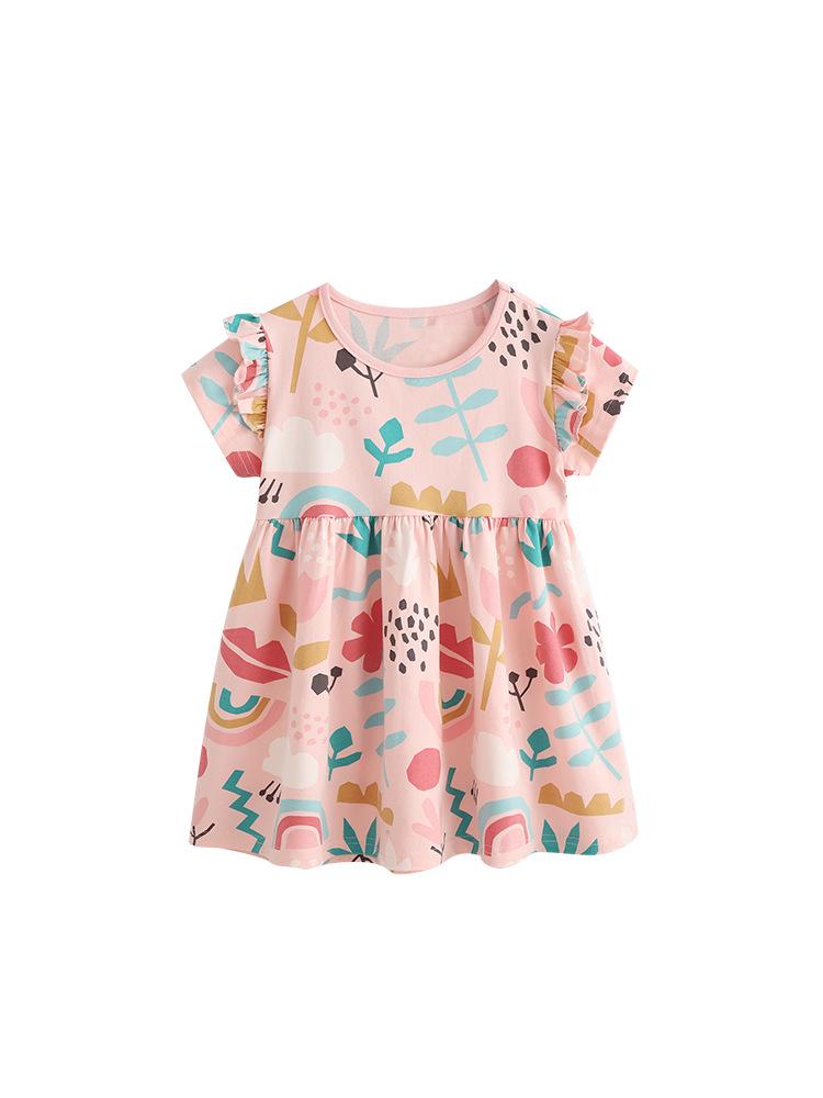 Malwee Girls' Summer Princess Dress - Cute Round Neck, Short Sleeve, European & American Style