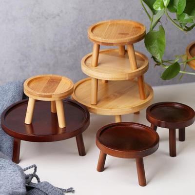 Flower Holder Stand Plant Display Wooden Balcony Planter Round Wood Decorative Rack Potted Rustic Shelf Pot Stands Modern