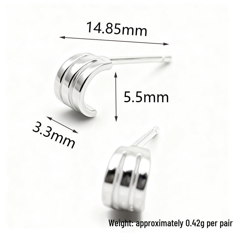 Korean Style S925 Sterling Silver Rake-Shaped Cartilage Earrings for Women 925 Silver