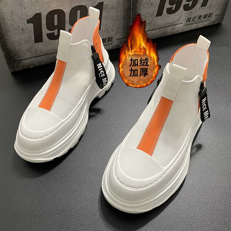 

Мужская лучшая модная кожаная обувь, новые осенние легкие высокие туфли на толстой подошве, трендовые повседневные белые туфли с высоким берцем, ботинки челси 41