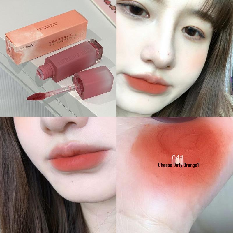 

HERORANGE Matte Air Cheese Lip Glaze: Long-lasting, Highly Pigmented, Non-Transfer Soft Mist Lipstick for Women.