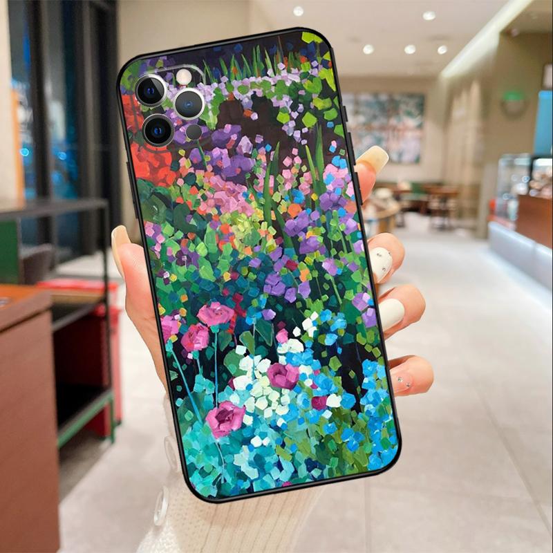 Colourful Flower Painting Art Phone Case For iPhone 16 15 14 11 12 13 17 Pro Max mini 15 Plus 16e 17 Air Protective Cover