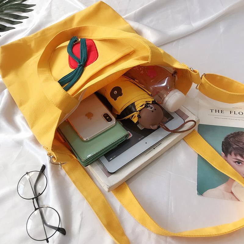 Canvas Bag Women'S Versatile Shoulder Messenger Bag Large Capacity Literary Simple Fashion Commuter Bag