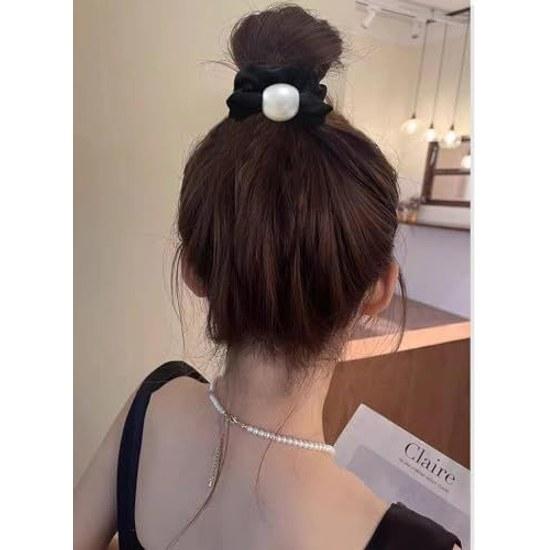 Hair tie 2-piece set pearl-like chouchou non-marking rubber stylish holder accessory adult arrangement ladies