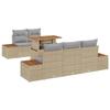 VidaXL Ensemble de Salle à Manger de Jardin 6 Pièces avec Coussins Beige Poly Rattan Acacia 3350027